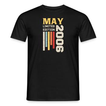 Mai 2006 - Cadeau anniversaire né en Mai 2006 Mai - T-shirt homme - noir - Devant - AI Model Male 178 light (178cm)