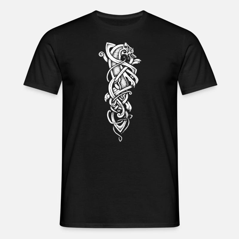 Dotwork Wolf - Männer T-Shirt - Schwarz