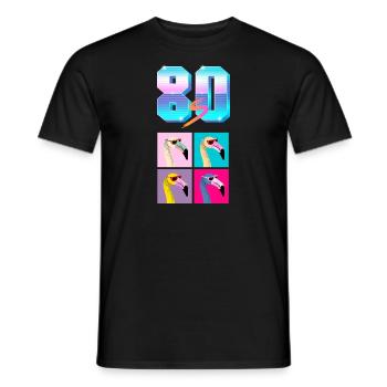 80er Jahre Flamingo Pop Art Retro Vintage 1980 Stil - Männer T-Shirt - Schwarz - Vorne - AI Model Male 178 light (178cm)