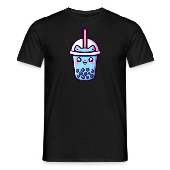 Thé Boba Chat Pour Les Amoureux Du Thé Aux Chats Et Bubble Tea - T-shirt homme - noir - Devant - AI Model Male 178 light (178cm)