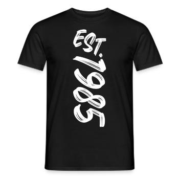 Est. 1985 - Établi en 1985 - Cadeau d’anniversaire - T-shirt homme - noir - Devant - AI Model Male 178 light (178cm)