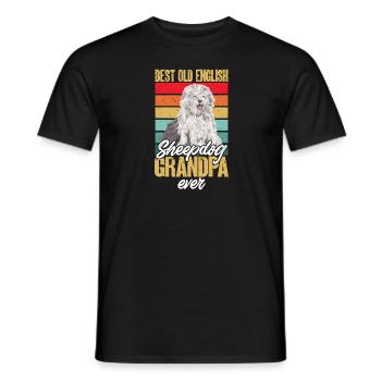 Vieux chien de berger anglais Sheepie Bobtail - T-shirt homme - noir - Devant - AI Model Male 178 light (178cm)