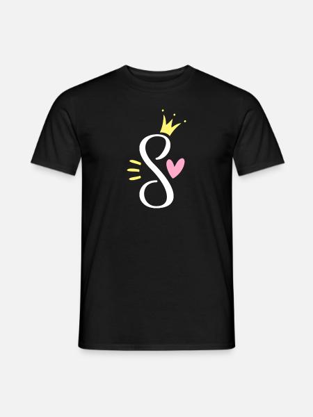 Buchstabe S Anfangsbuchstabe Krone - Männer T-Shirt - Schwarz