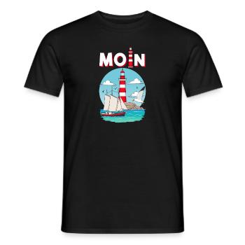 Phare de Moin Möwe, Allemagne du Nord - T-shirt homme - noir - Devant - AI Model Male 178 light (178cm)