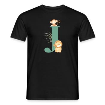 Letter j green jungle animals - Men's T-Shirt - black - Front - AI Model Male 178 light (178cm)