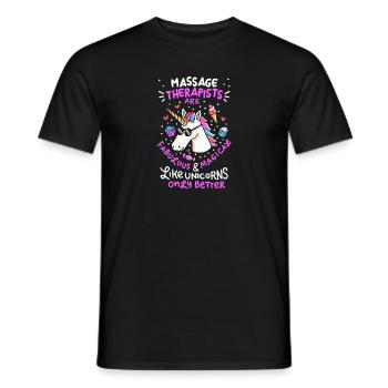 Massage Therapeut Spruch Massagetherapeut Einhorn - Männer T-Shirt - Schwarz - Vorne - AI Model Male 178 light (178cm)