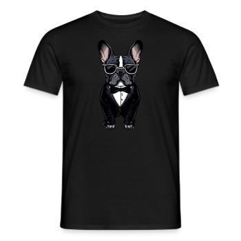 French Bulldog in Tuxedo - Men's T-Shirt - black - Front - AI Model Male 178 light (178cm)