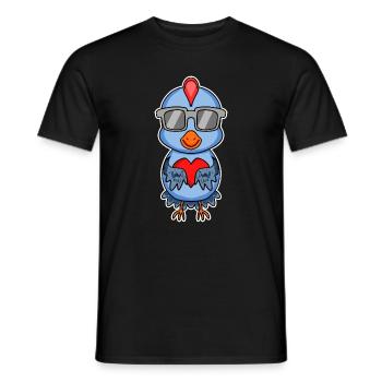 Chicken with sunglasses and heart - chicken love - Men's T-Shirt - black - Front - AI Model Male 178 light (178cm)