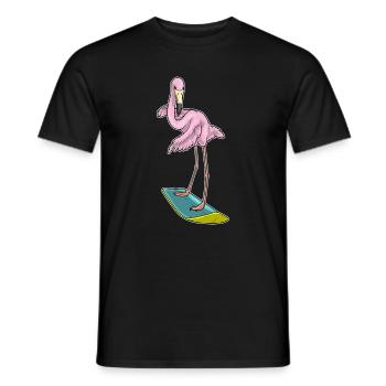 Été de surf sur planche de surf au flamant rose - T-shirt homme - noir - Devant - AI Model Male 178 light (178cm)