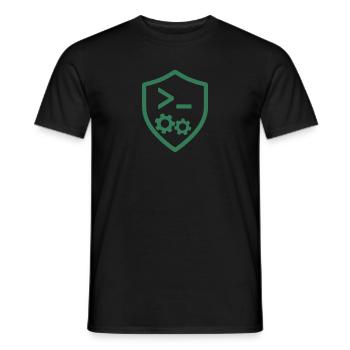 Code Shield with Gears - Men's T-Shirt - black - Front - AI Model Male 178 light (178cm)
