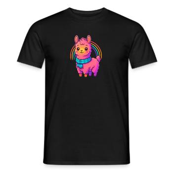 Süßes Kleines Lama Design | Comic Neon Tiermotiv - Männer T-Shirt - Schwarz - Vorne - AI Model Male 178 light (178cm)