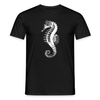 Seepferdchen-Silhouette auf Schwarz - Männer T-Shirt - Schwarz - Vorne - AI Model Male 178 light (178cm)