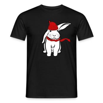 Rabbit Bunny Hat scarf ear Hare - Men's T-Shirt - black - Front - AI Model Male 178 light (178cm)