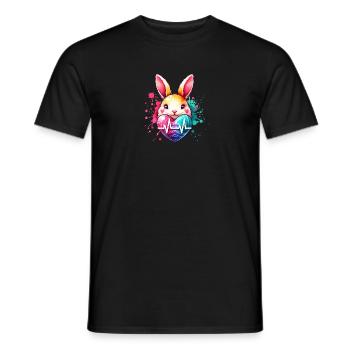 Heartbeat Easter Bunny - Men's T-Shirt - black - Front - AI Model Male 178 light (178cm)