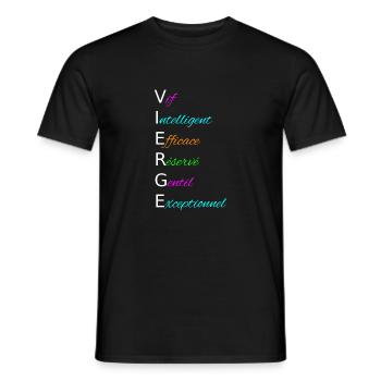 VIERGE Vif Intelligent Efficace Réservé Gentil - T-shirt homme - noir - Devant - AI Model Male 178 light (178cm)