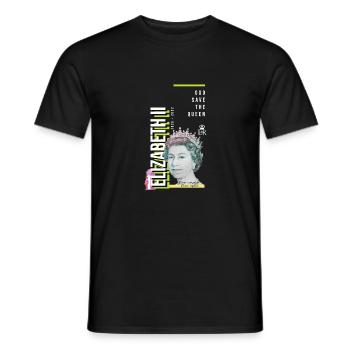 RIP Königin Elizabeth II., God Save the Queen, - Männer T-Shirt - Schwarz - Vorne - AI Model Male 178 light (178cm)