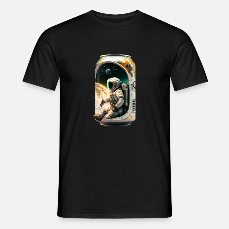 Coole Bierdose mit Astronaut - Männer T-Shirt - Schwarz