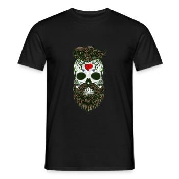 Totenkopf Bart Herz Hipster Skull Fashion Design - Männer T-Shirt - Schwarz - Vorne - AI Model Male 178 light (178cm)