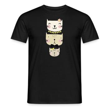 Cats family - Men's T-Shirt - black - Front - AI Model Male 178 light (178cm)