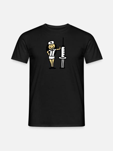 Infirmière médecin avec une seringue - T-shirt homme - noir