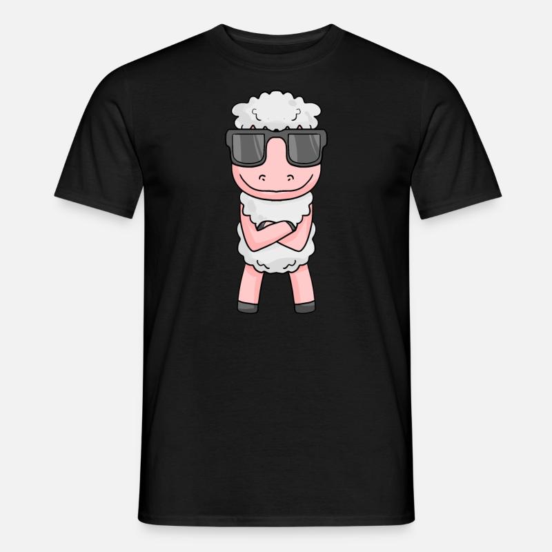 cooles Schaf mit Sonnenbrille - Männer T-Shirt - Schwarz
