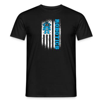 USA 4th Of July Droid Builder American Flag Roboti - Men's T-Shirt - black - Front - AI Model Male 178 light (178cm)