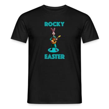 Pâques | Rock Pâques, Lapin de Pâques, Guitare - T-shirt homme - noir - Devant - AI Model Male 178 light (178cm)
