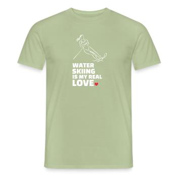 I love water skiing - Men's T-Shirt - sage - Front - AI Model Male 178 light (178cm)
