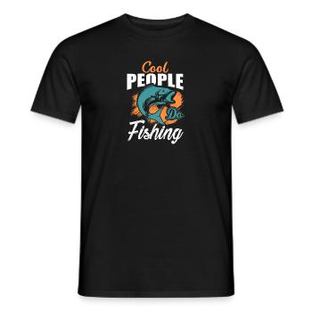 Cool people go fishing - fishing is for cool - Men's T-Shirt - black - Front - AI Model Male 178 light (178cm)