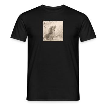 Motif rétro du crayon en fleurs de cerisier teckel - T-shirt homme - noir - Devant - AI Model Male 178 light (178cm)