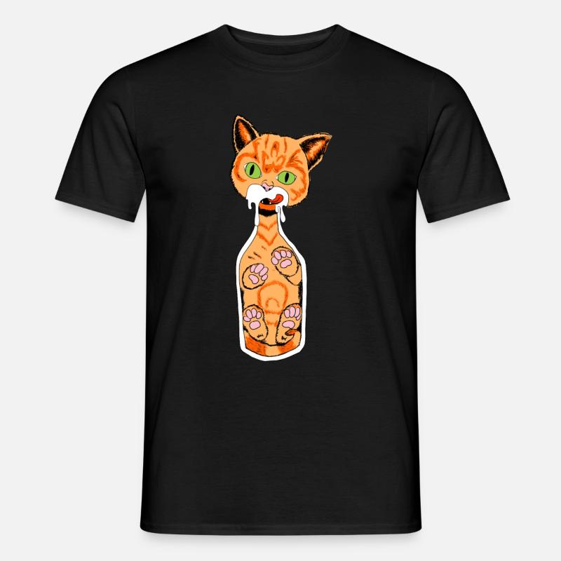 Katze in der Flasche - Männer T-Shirt - Schwarz