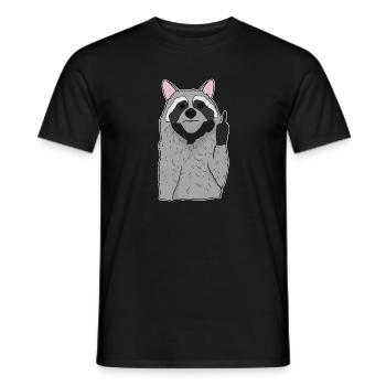 Sweet raccoon shows middle finger gift - Men's T-Shirt - black - Front - AI Model Male 178 light (178cm)