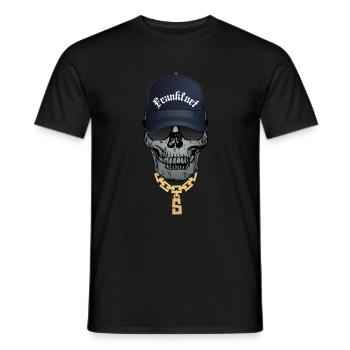 Cooler Totenkopf Hip Hop Style Schrift Frankfurt - Männer T-Shirt - Schwarz - Vorne - AI Model Male 178 light (178cm)
