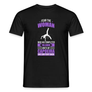 Fear the woman who does capoeira. - Men's T-Shirt - black - Front - AI Model Male 178 light (178cm)