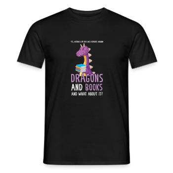Drache Drache und Buch Drachenliebhaber Geschenk - Männer T-Shirt - Schwarz - Vorne - AI Model Male 178 light (178cm)