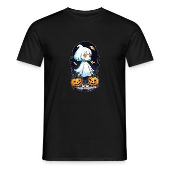Halloween - Kleiner Geist Kürbis Manga - Männer T-Shirt - Schwarz - Vorne - AI Model Male 178 light (178cm)