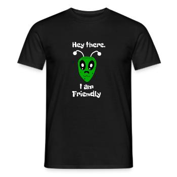 Hey there I'm friendly - Men's T-Shirt - black - Front - AI Model Male 178 light (178cm)