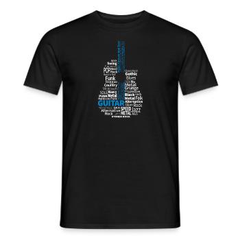 Guitar Genre White/Blue - auf dunkel - Männer T-Shirt - Schwarz - Vorne - AI Model Male 178 light (178cm)