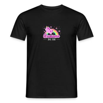 Lustiges Geburtstag-Einhorn: Awesome Since 2008 - Men's T-Shirt - black - Front - AI Model Male 178 light (178cm)