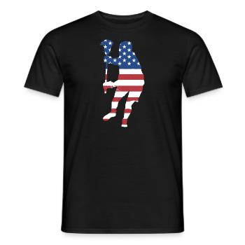 Sport Us Flag Lacrosse - Men's T-Shirt - black - Front - AI Model Male 178 light (178cm)