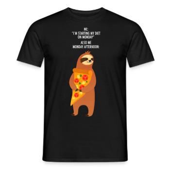 Moi qui commence mon régime paresseux Pizza Tranche d’humour - T-shirt homme - noir - Devant - AI Model Male 178 light (178cm)