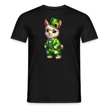 Sweet Llama St. Patrick's Day Cartoon - Men's T-Shirt - black - Front - AI Model Male 178 light (178cm)