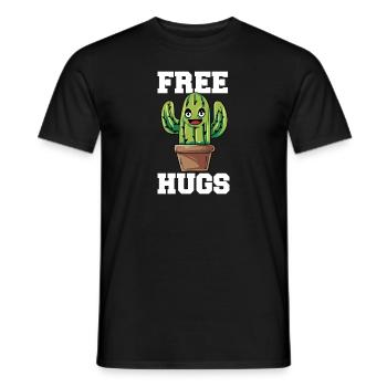 Drôle de câlins gratuits Cactus Sarcastique Design - T-shirt homme - noir - Devant - AI Model Male 178 light (178cm)