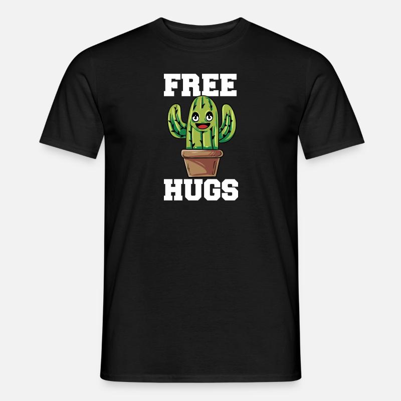 Funny Free Hugs Cactus Sarcastic Design - Männer T-Shirt - Schwarz