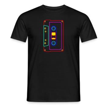 Cassette - Mixtape Audio Cassette Magnetic Tape retro - Men's T-Shirt - black - Front - AI Model Male 178 light (178cm)
