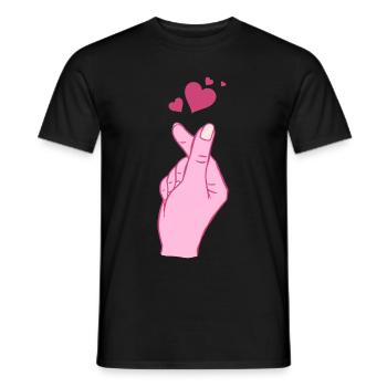 Finger Heart Korean Pop Music Symbole de la main - T-shirt homme - noir - Devant - AI Model Male 178 light (178cm)