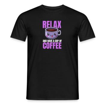 Relax and drink a cup of coffee! - Men's T-Shirt - black - Front - AI Model Male 178 light (178cm)