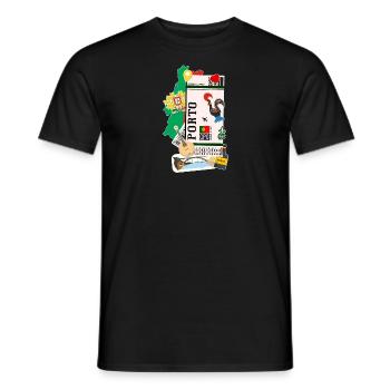 Plane ticket - boarding pass - boarding pass - Porto - Men's T-Shirt - black - Front - AI Model Male 178 light (178cm)