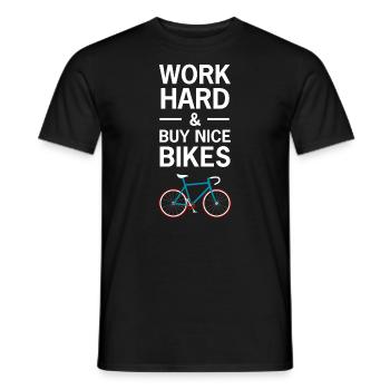 Travailler dur et acheter de beaux vélos - Bicycle Bike Cycling - T-shirt homme - noir - Devant - AI Model Male 178 light (178cm)