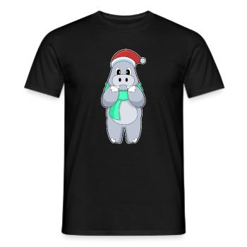 Nilpferd Weihnachten Winter - Männer T-Shirt - Schwarz - Vorne - AI Model Male 178 light (178cm)